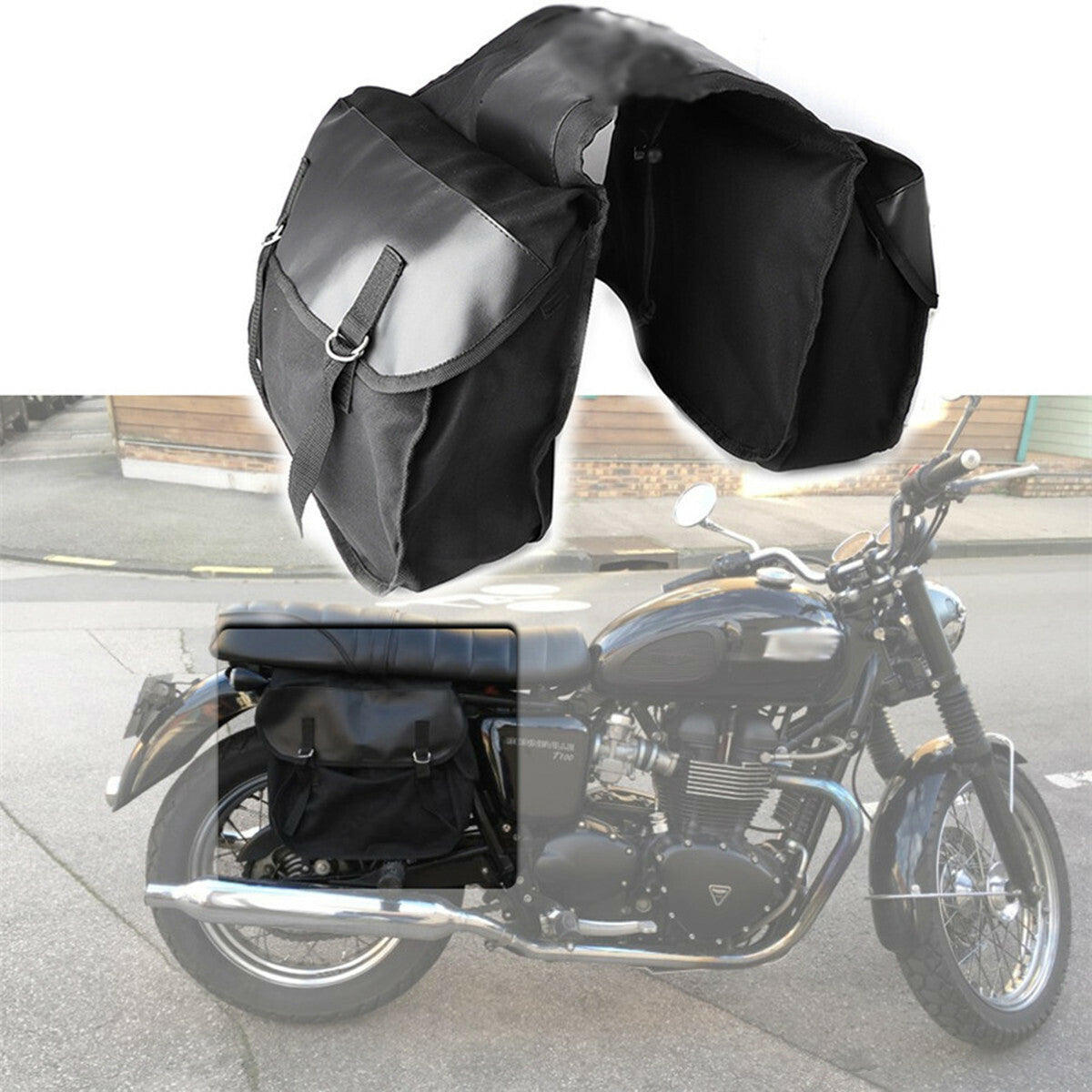 Accessory Motorcycle Saddle Bag Side Saddlebags Trunk Luggage Tool Bag Black Q