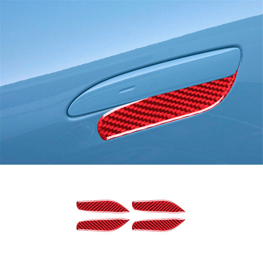 4pcs Red Carbon Fiber Inner Door Bowl Cover Trim for Porsche Taycan 2019-2022