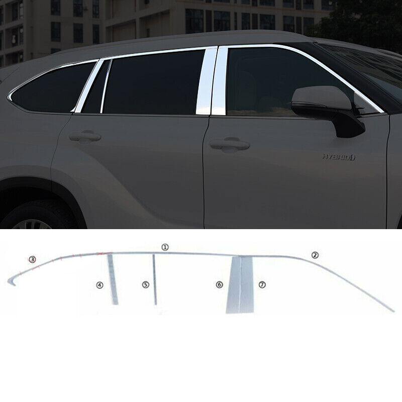 Chrome Steel Windows Sill Molding Strip Trim New for Toyota Highlander 2020-2022
