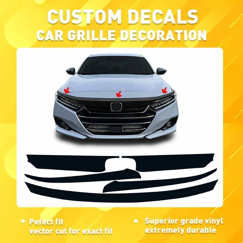 For 2021-2022 for Honda Accord Chrome Delete Glossy Black Front Grille Cover Trims