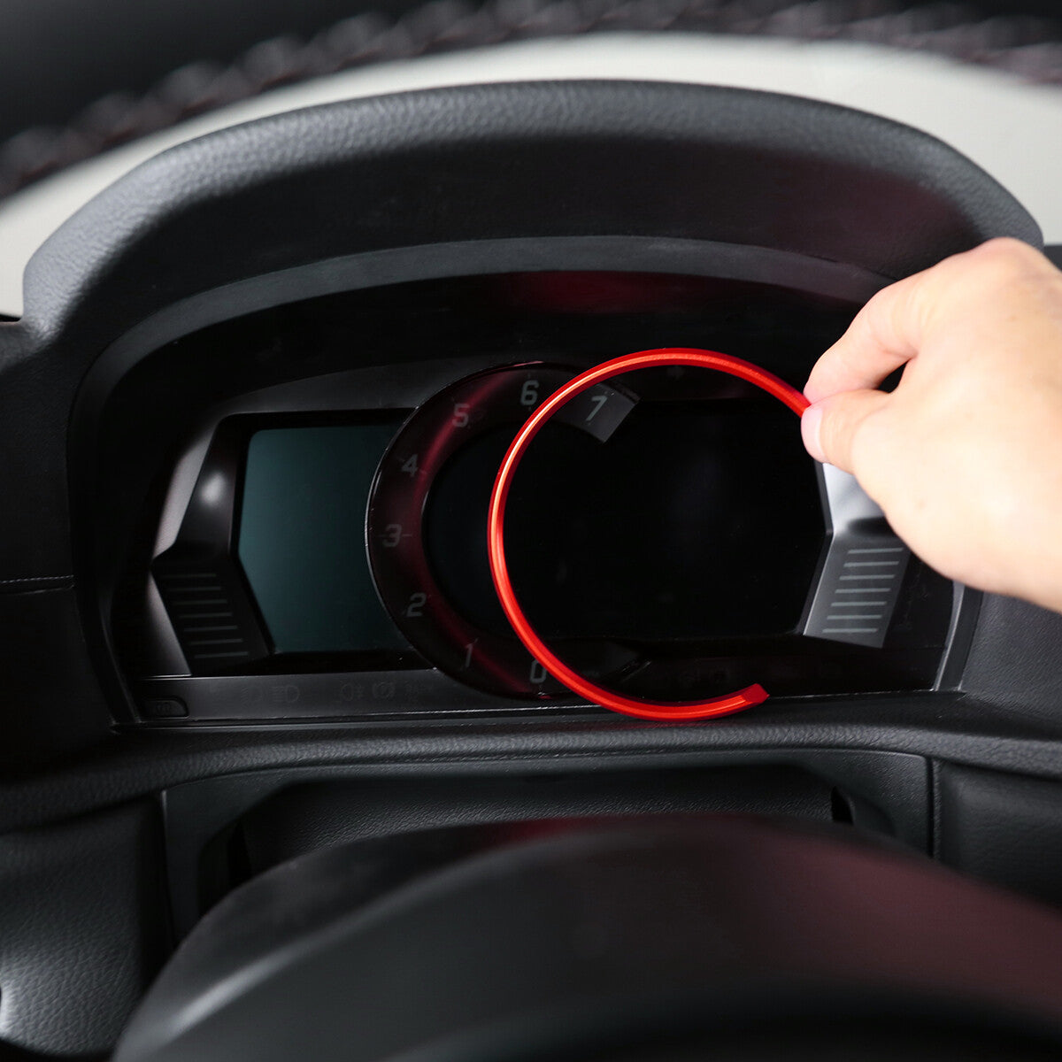 Red alloy dashboard tachometer trim ring for Supra GR A90 19-21- n