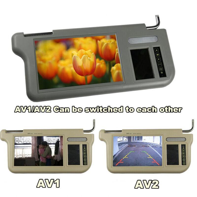12V 7-inch 2-channel video sun visor rearview mirror screen LCD display with touch buttons - n