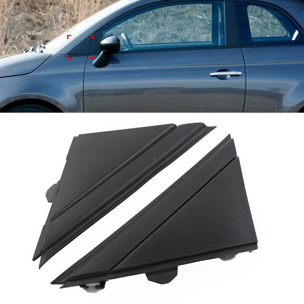 Pair Matte Black Door Mirror Flag Cover Molding for Fiat 500 2012-19 1SJ85KX7AA