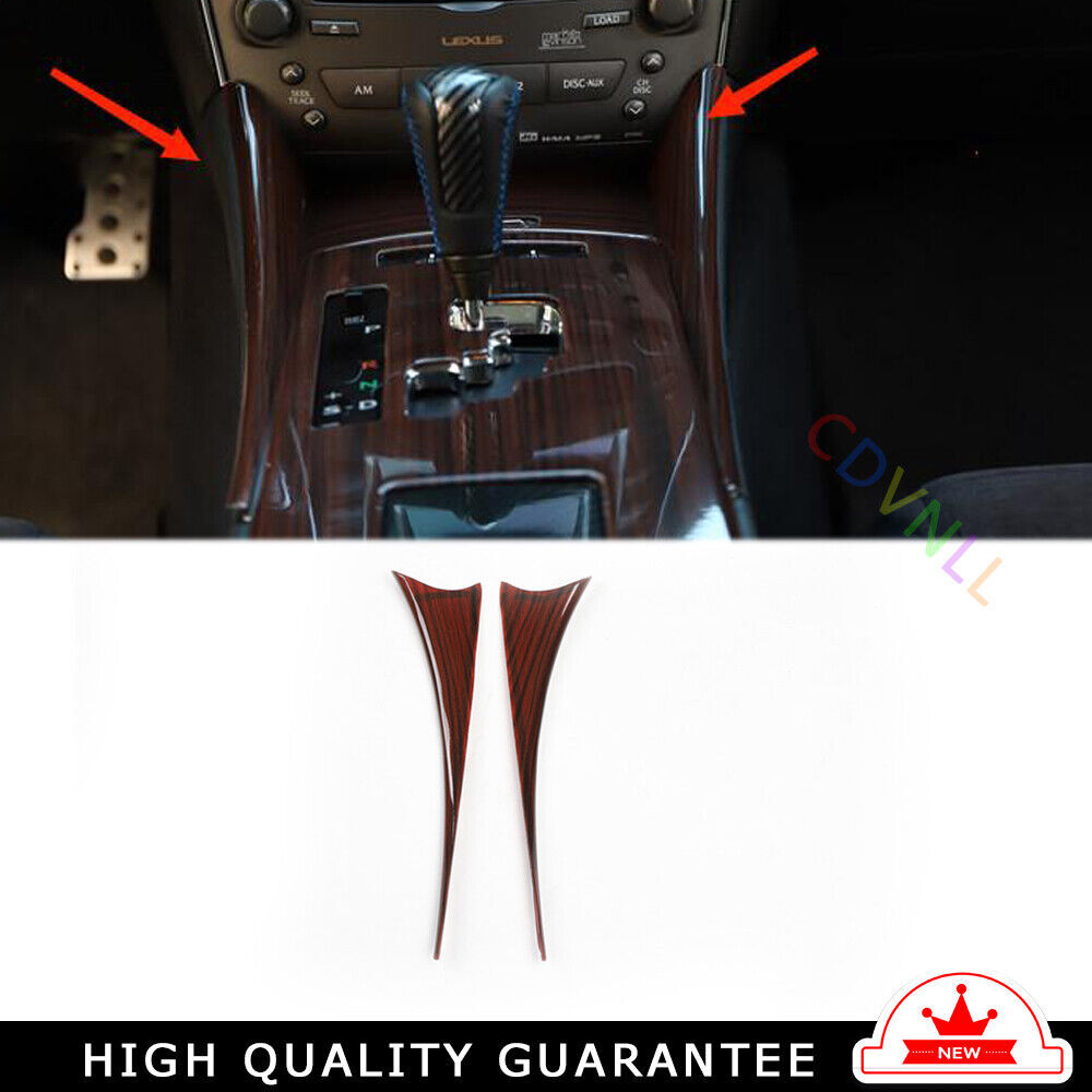 Car Gear Shift Both Side Cover Trim Interior Fit for Lexus IS 2006-2011 Red Wood