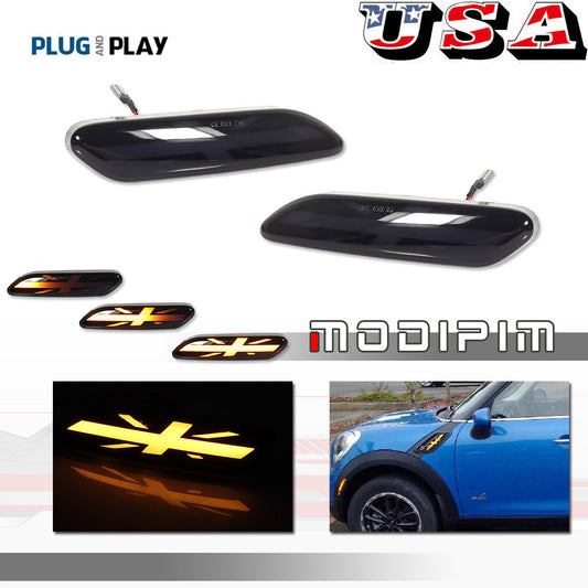 Sequential Amber Led Side Marker Turn Signal Lights for 11-16 for Mini Cooper R60 R61- v