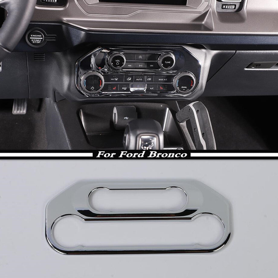 For 2021-2023 Bronco ABS Chrome Interior A/C Control Panel Decor Cover Trim v