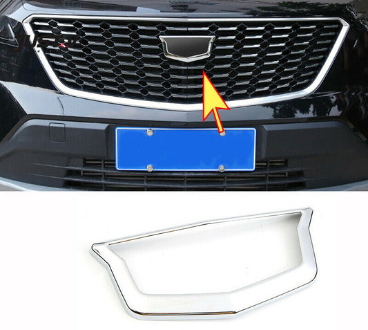 Chrome Front Grille Mesh Emblem Frame Cover Trim 1X for Cadillac XT4 2019-2023
