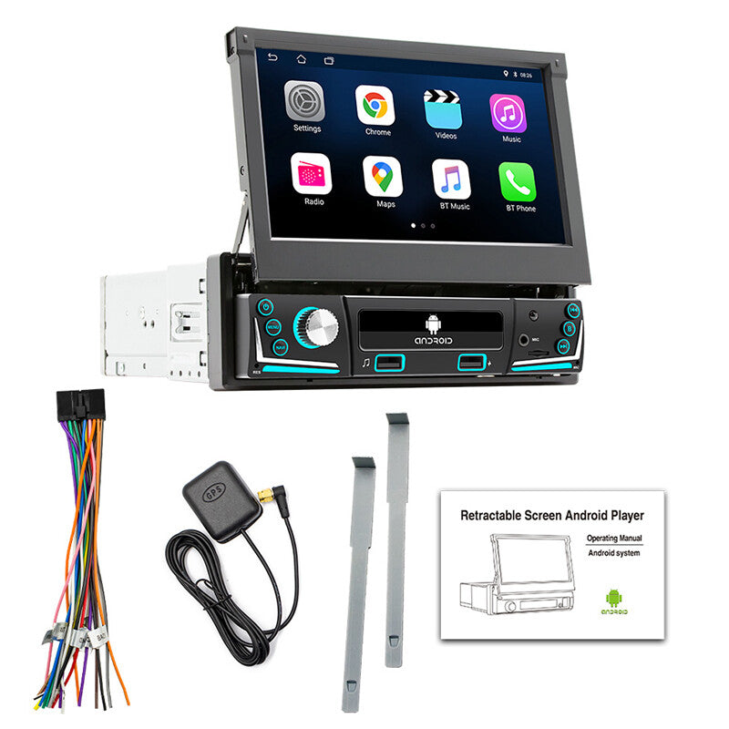 7-inch 1DIN Android 10.0 Car Stereo MP5 Player with Flip-top Touchscreen, FM Radio, and USB Port n