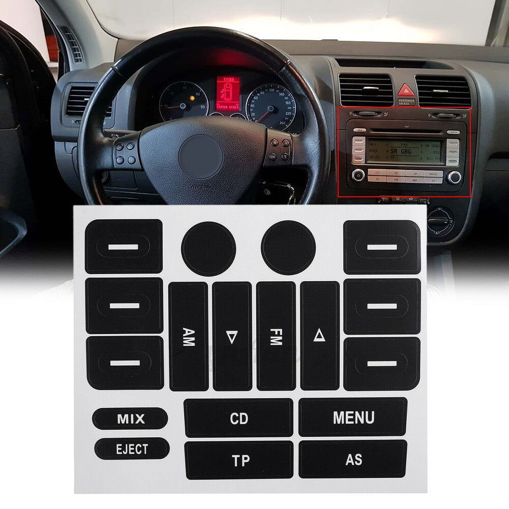 Suitable for Golf MK5 and for Passat radio knob repair sticker for worn buttons, black