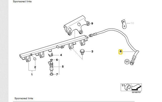 Fuel Hose - Inlet to Fuel Rail for E60 E63 E65 E66 F01 F02 F10 730i 730Li v