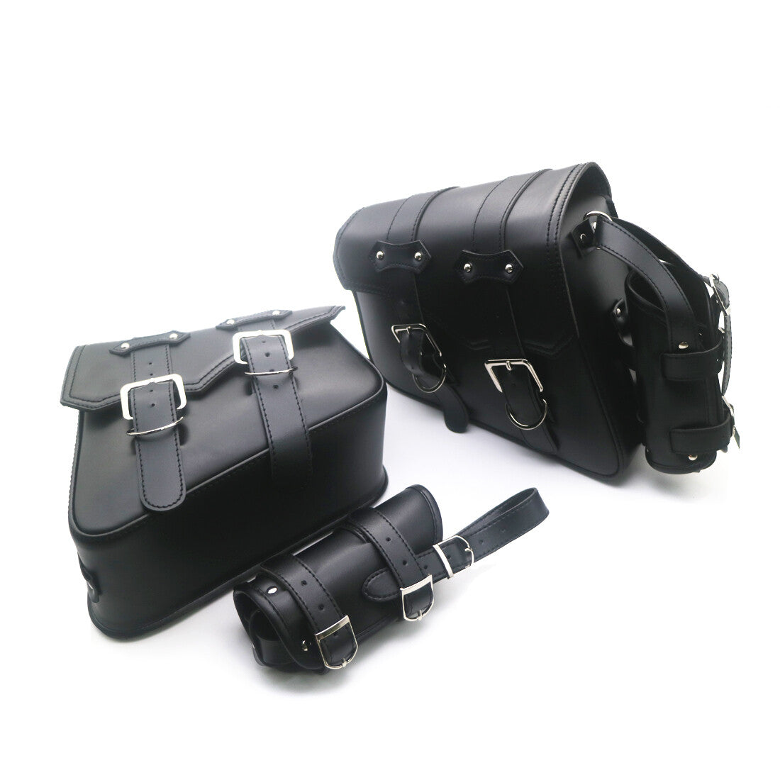 Black Saddlebag Saddle Bag With Water Bottle Holder for Harley Sportster XL883 Q