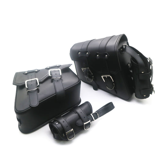 Black Saddlebag Saddle Bag With Water Bottle Holder for Harley Sportster XL883 Q