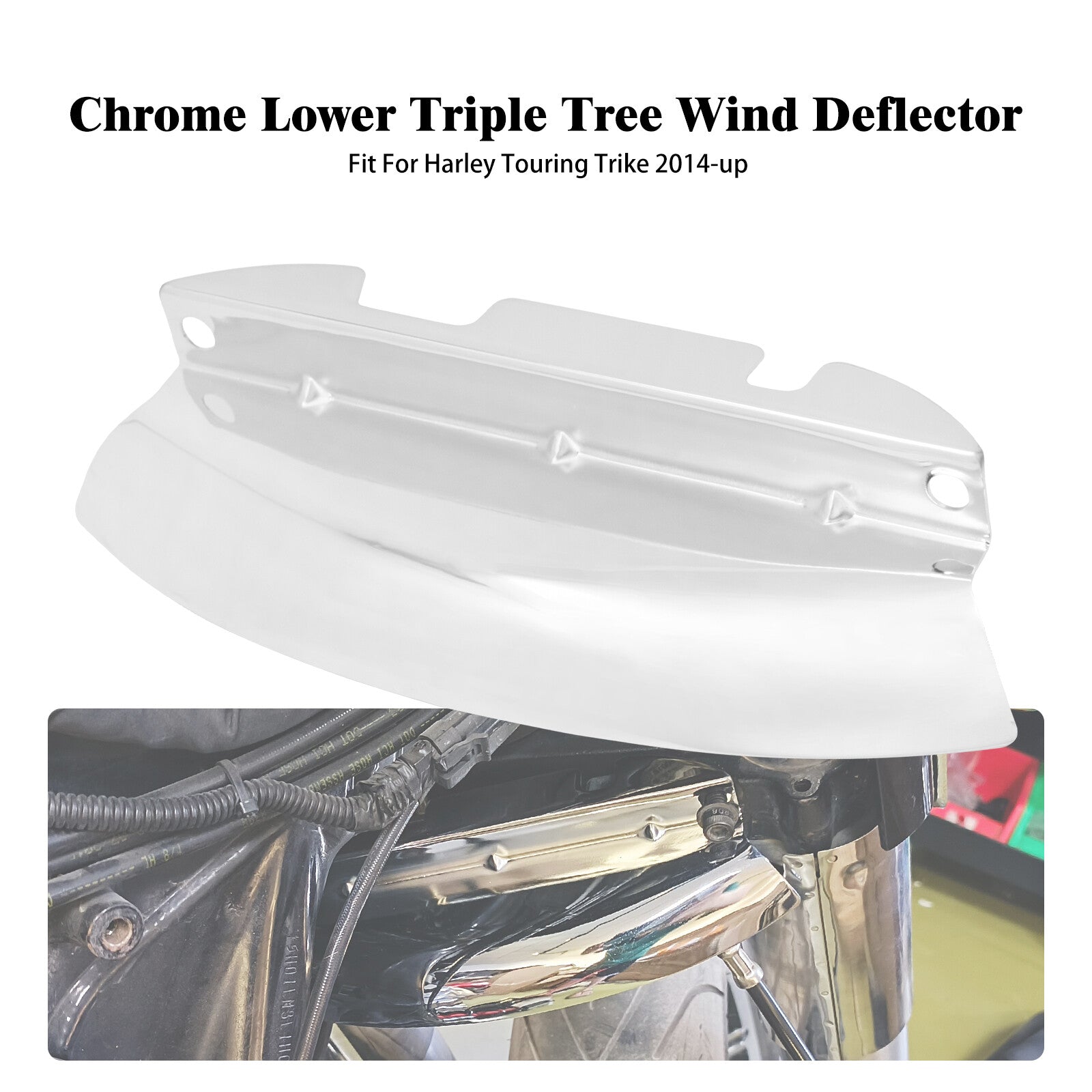 Chrome Lower Triple Tree Wind Deflector for Harley Electra Road Glide 2014-2023