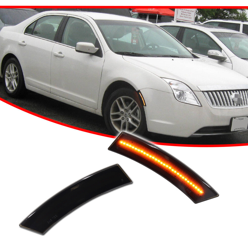 LED Side Marker Fender Lights Amber Smoked Lens For 2010 2011 2012 for Mercury Milan - v