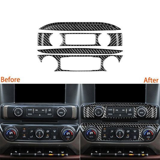 Carbon Fiber Below Center Console Trim For Silverado for GMC for SIERRA 2014-2018 Type B