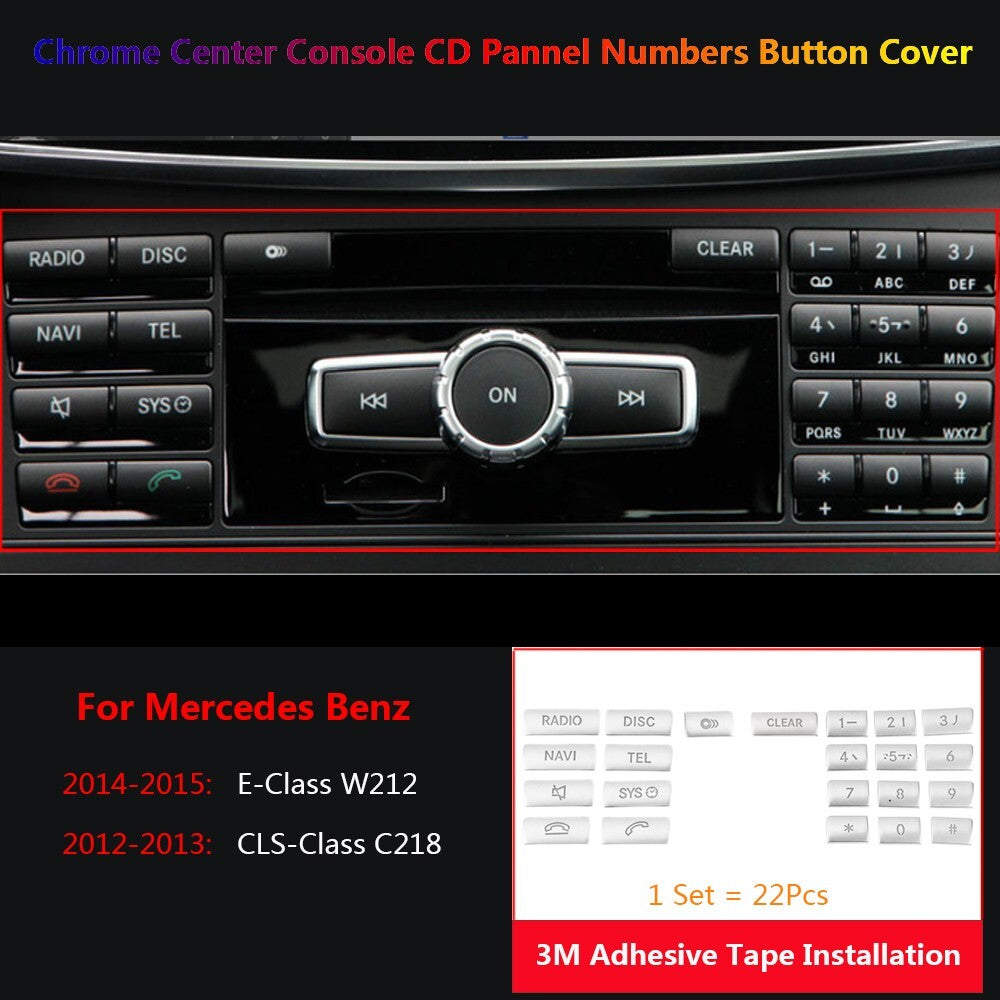 22Pcs for Mercedes-Benz CLS C218 E W212 Car Radio CD Numbers Switch Cover Trims