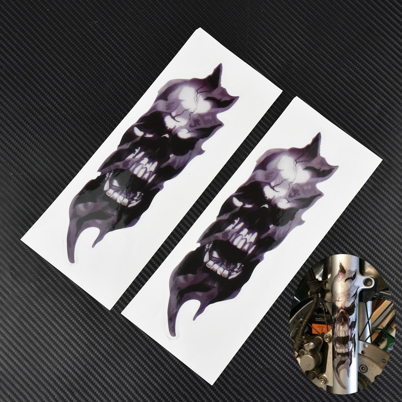 Motorcycles Skull Fork Decals Graphic Fit for Harley Dyna for Yamaha for Suzuki 1 Pair