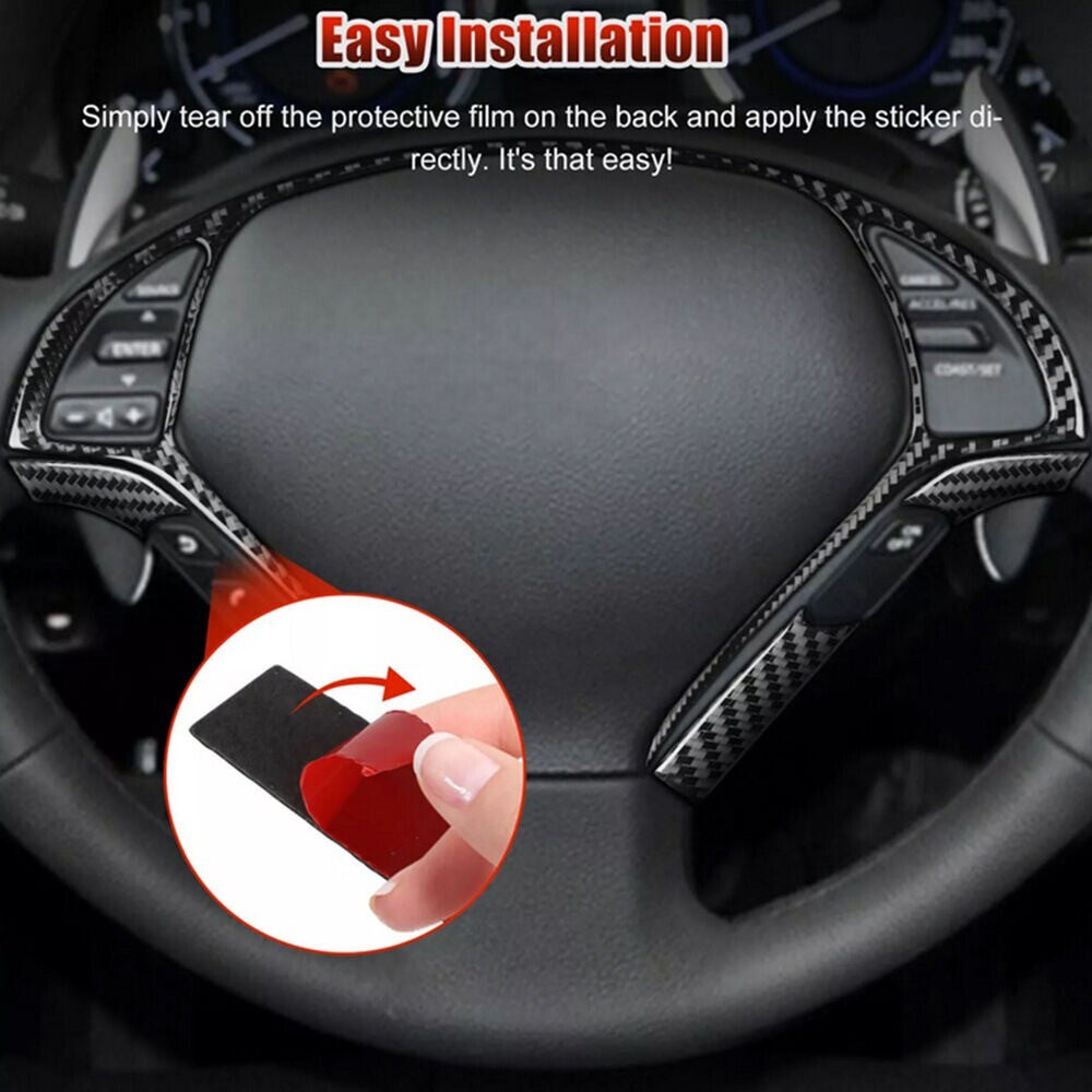 6Carbon Fiber Steering Wheel Cover Frame Trim for Infiniti G37 G35 2008-13 Q60 n