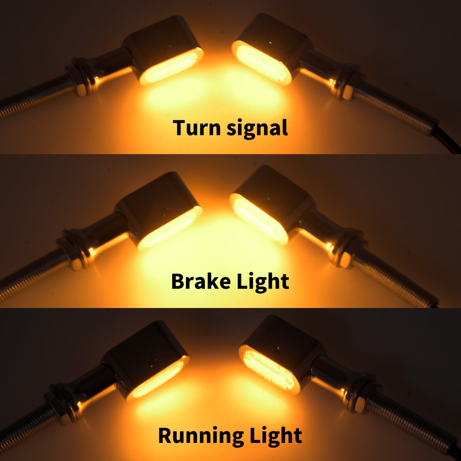 2x Chrome Universal Rear Amber for Mini LED Turn Signal Indicator Blinker Light Q