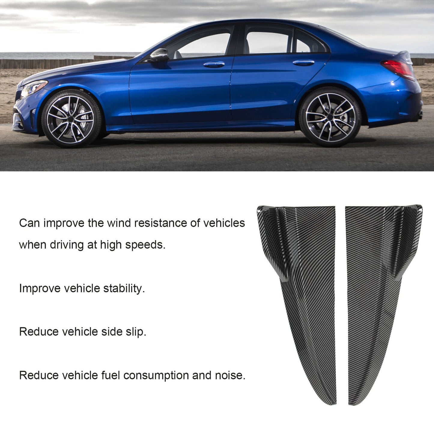 (Carbon Fiber Style)P Rear Er Lip Diffuser Tail Side Splitter For C-Class W205