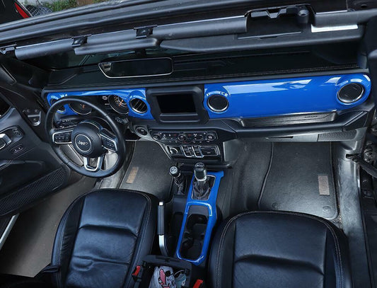 for Jeep for Wrangler JL/JT 2018-2021 ABS BLue Central control dashboard Trim 3PCS