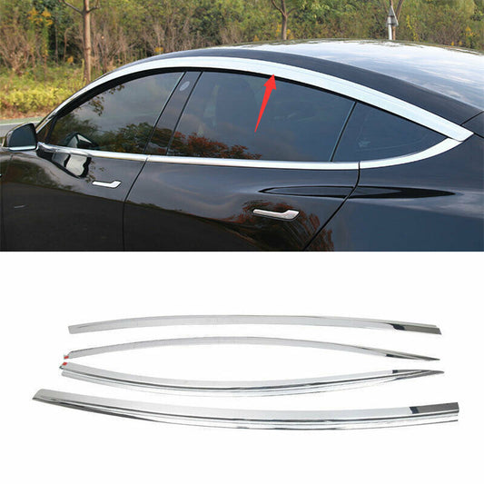Chrome Window Vent Visor Sun Rain Guard Wind Deflector for Tesla Model 3 2017-23