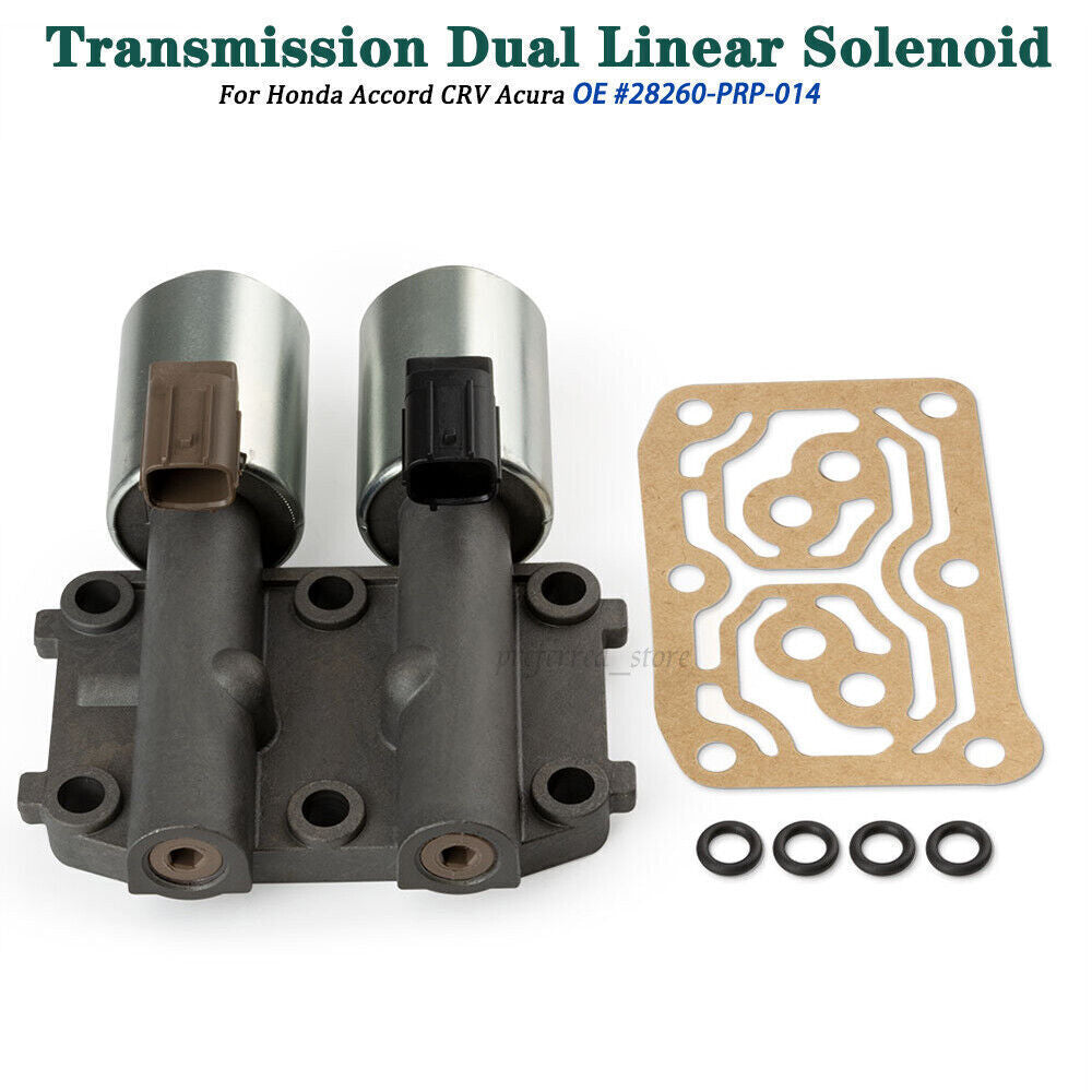 Dual linear solenoid valves for Honda Accord, CR-V, for Acura RSX, and TSX transmissions. v