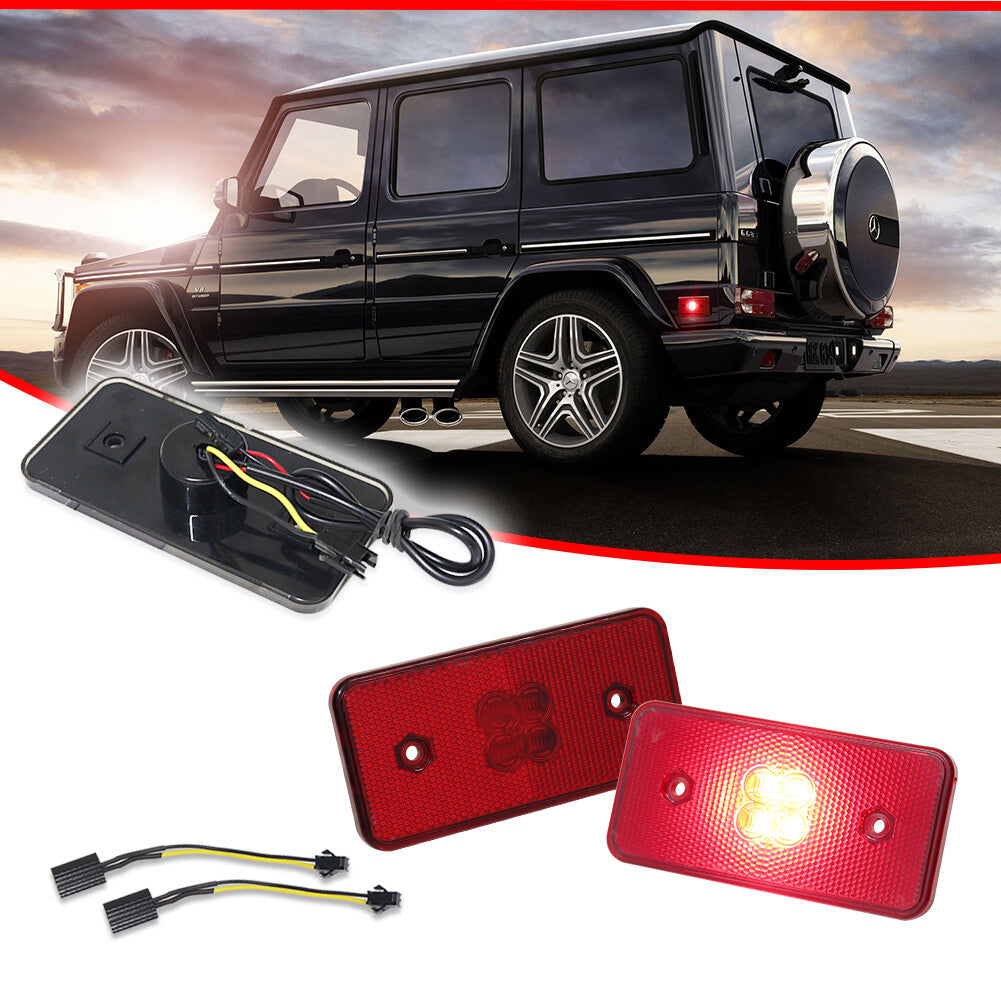 2pcs Red Lens LED Rear Side Marker Lights for Mercedes G Class W463 G500 G550 02-14- v