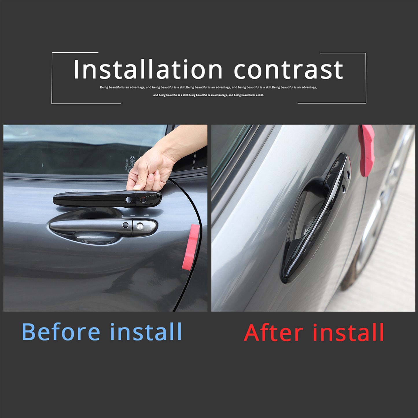 Suitable for 2016-2023 for Mazda Miata MX-5 MX5 GLOSS black door handle covers with SMRT lock holes. n