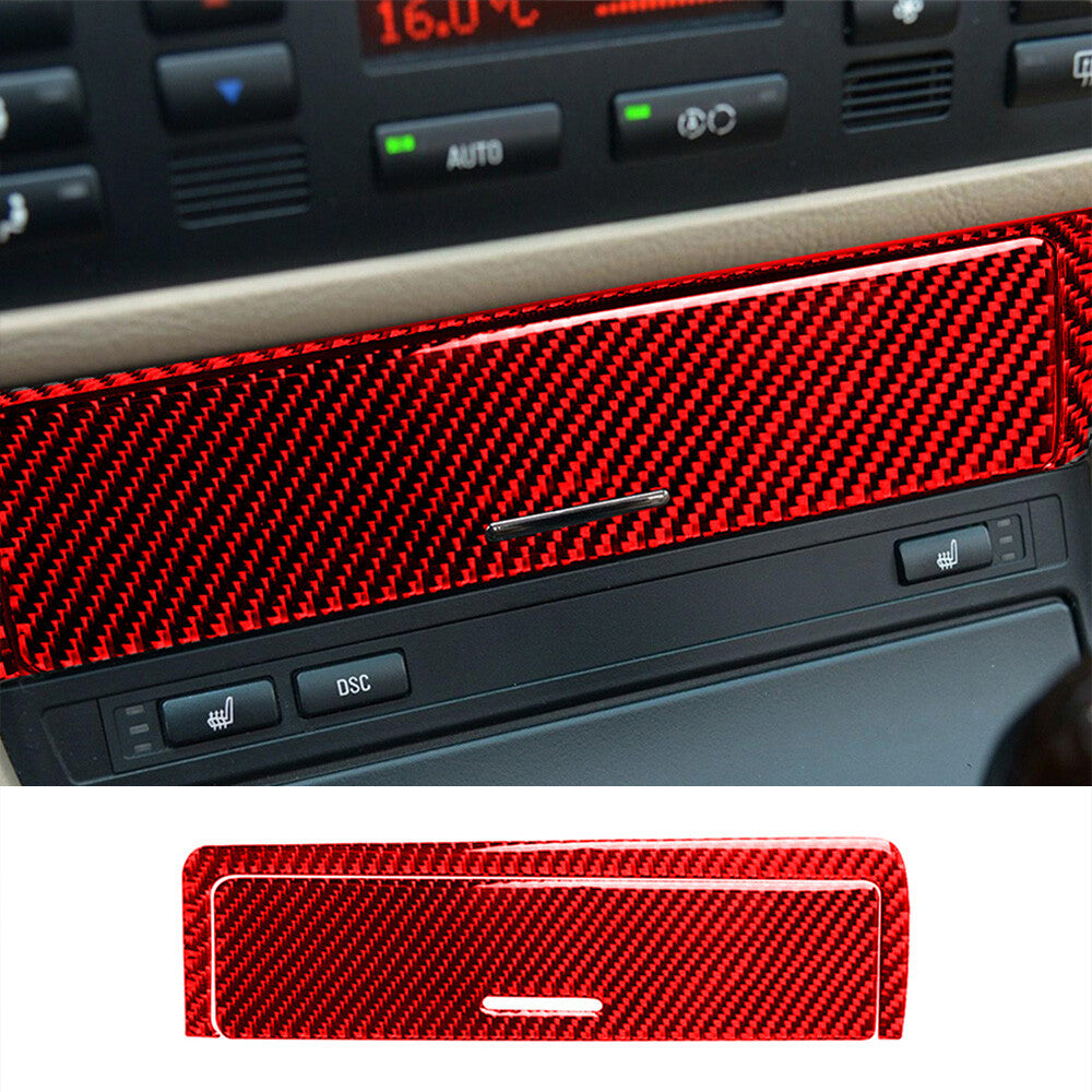 Red carbon fiber central Starage box cover trim for BMW 3 Series E46, 1998-05