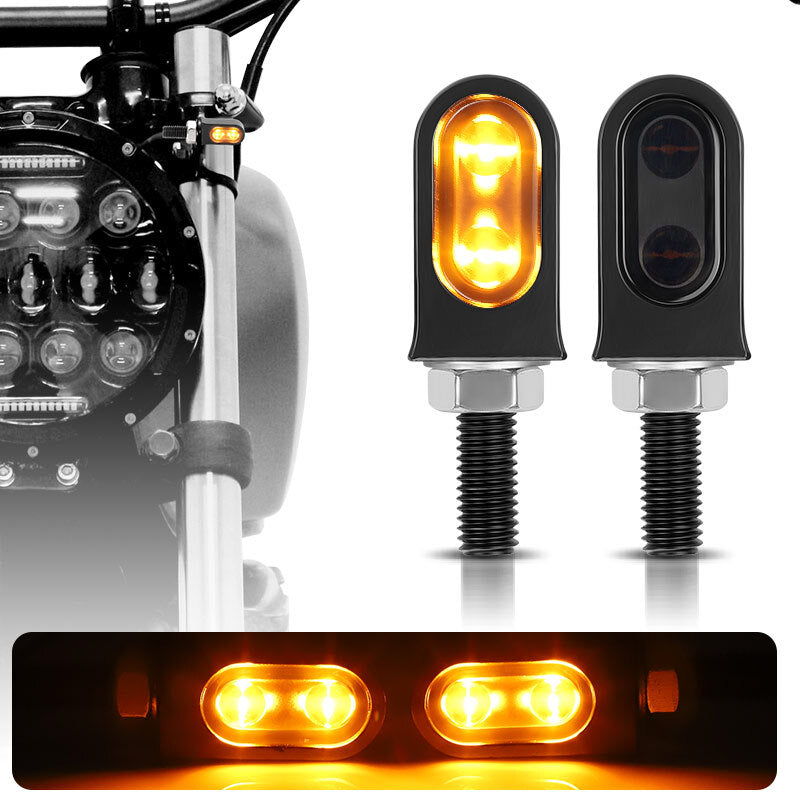 2PC Motorcycle for Mini LED Turn Signal Light Lamp Indicator Blinker Amber Universal