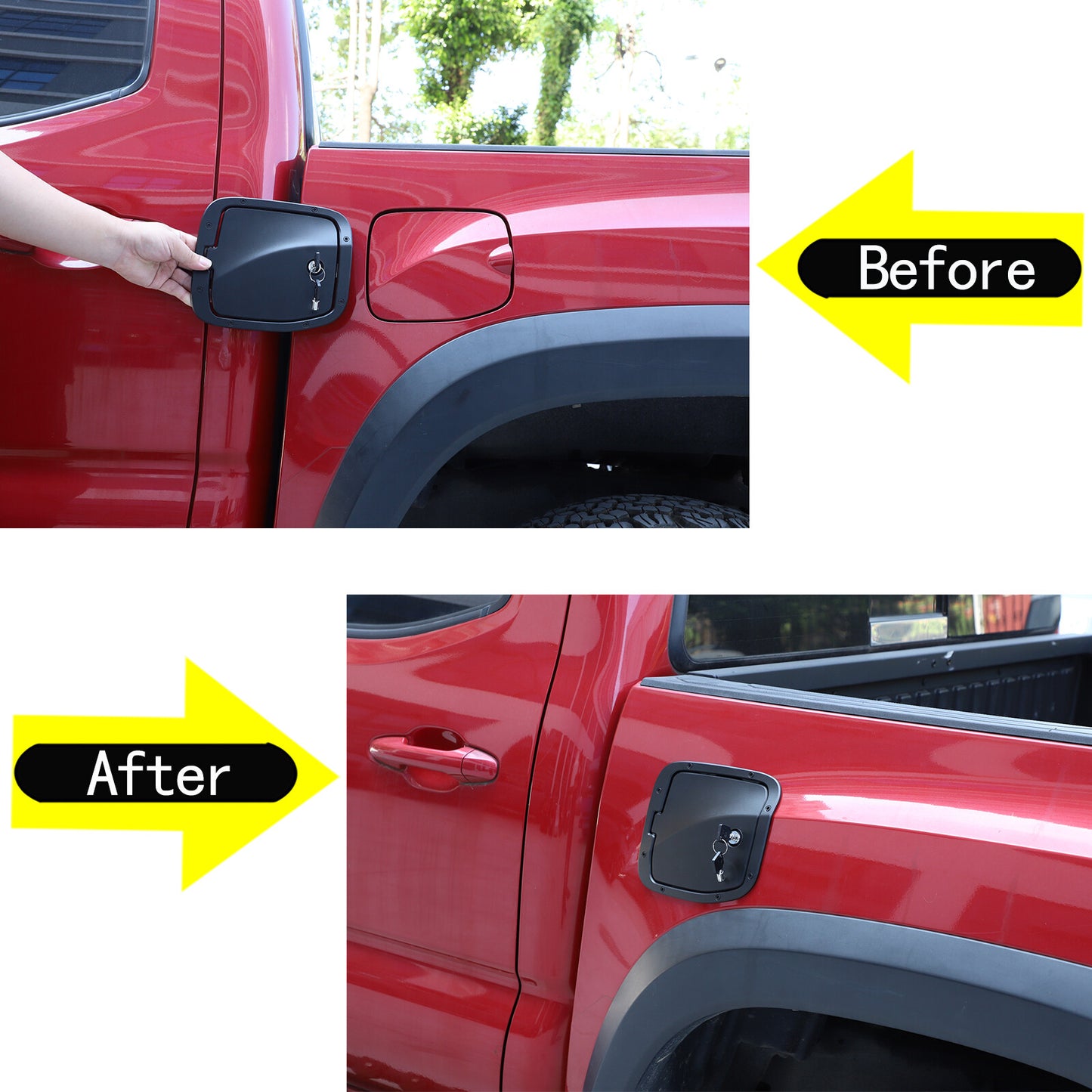 Fuel filler door cap with lock key kit for Toyota Tacoma 2016 - 2022
