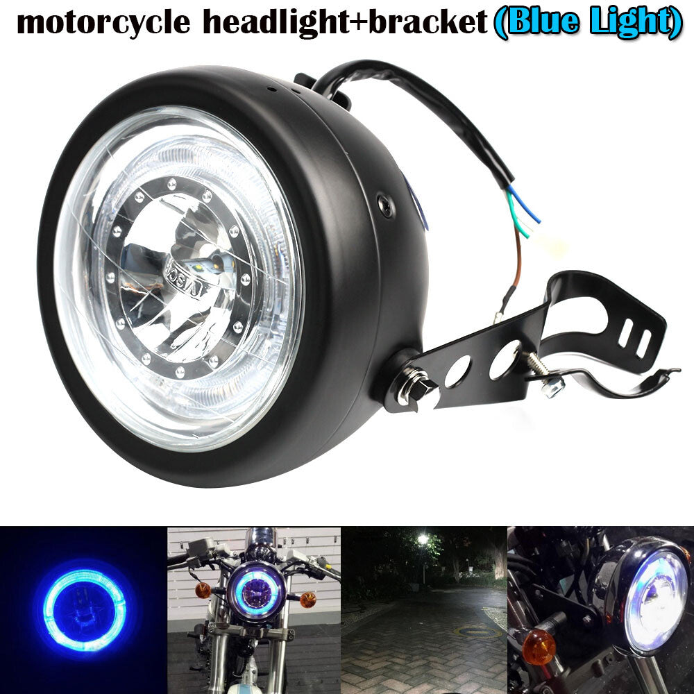 Motorcycle 6.5 LED Headlight Hi-Lo Beam Mount Bracket for Harley Bobber Chopper