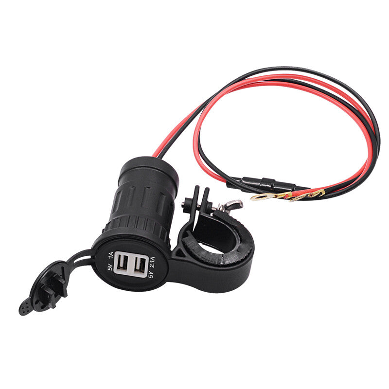 12V/24V Waterproof Motorcycle Dual USB Power Charger Socket on Handlebar for Seat n