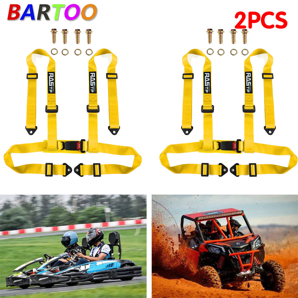 2 4-Point Adjustable Racing for Seat Belts Harness Shoulder Straps 2X yellow Q