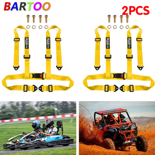 2 4-Point Adjustable Racing for Seat Belts Harness Shoulder Straps 2X yellow Q