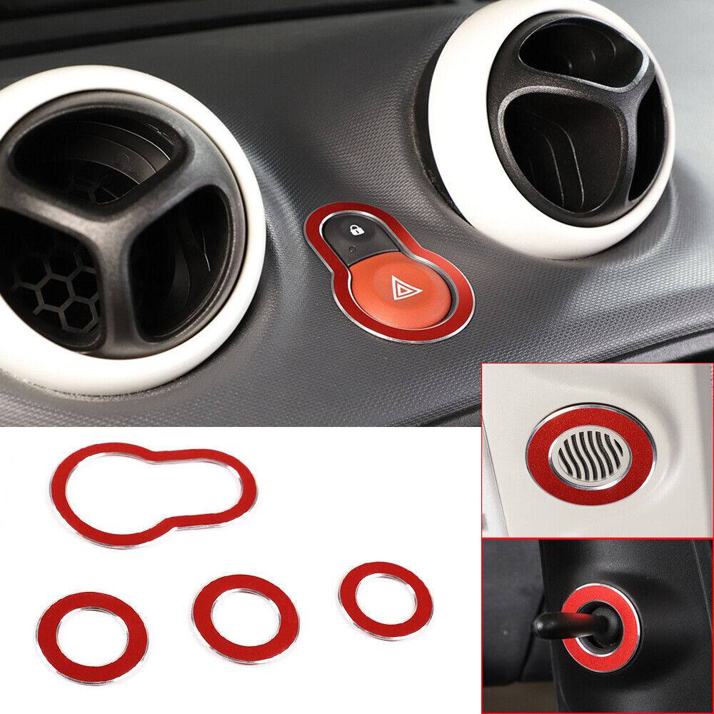 Alloy warning button rearview mirror adjustment trim for Smart 2016-21 n