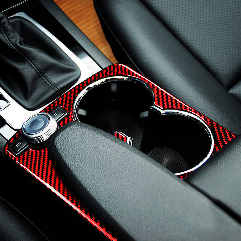 Real Carbon Fiber Car Water Cup Holder Frame Cover Trim for Benz C Class W204