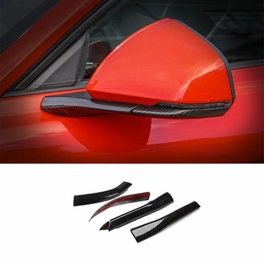 for Ford for Mustang 2015-2022 Carbon Fiber Rear View Mirror Anti-Scratch Strip 4PCS