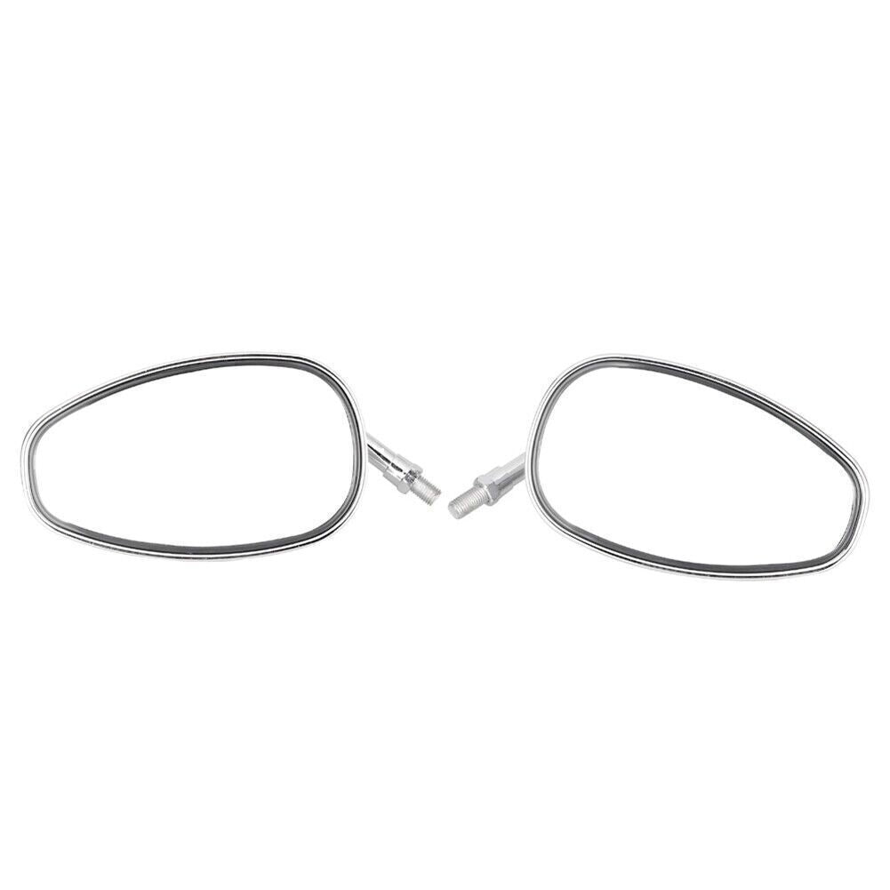 2x 10mm Chrome Thread Universal Rear View Mirrors Oval Side Mirrors