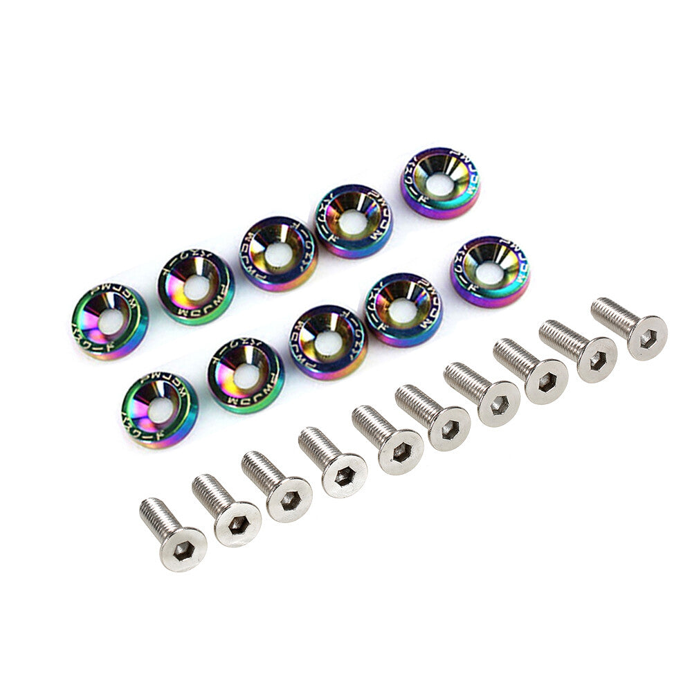 Neo Chrome JDM Billet Aluminum Fender Bumper Washer Bolt Engine Bay Dress Up Kit