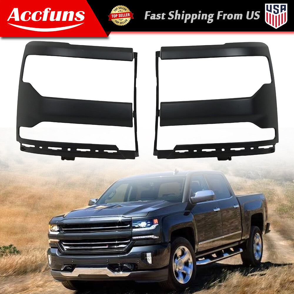 Projector headlight decorative frame protective cover suitable for 16-18cm Silverado 1500 Black LH+RH- n