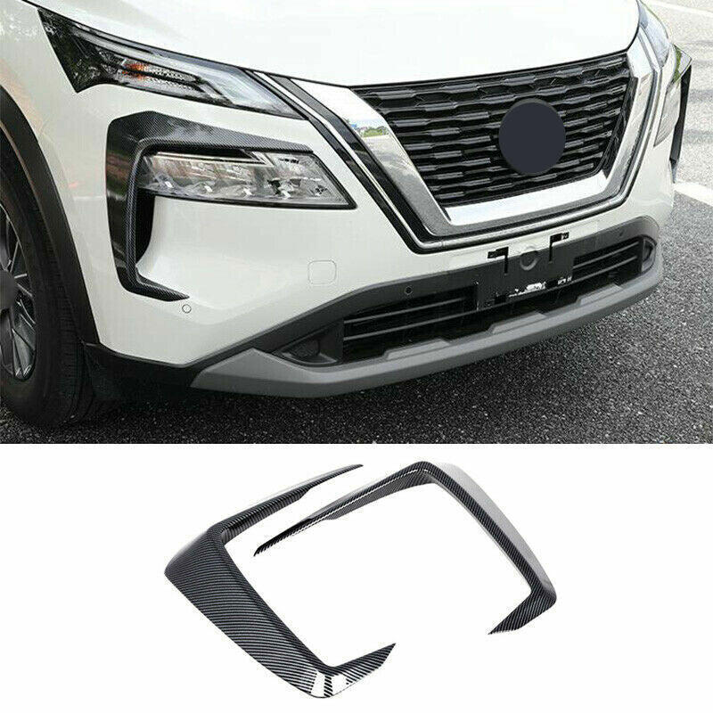 for Nissan Rogue X-Trail 2021-2023 Carbon Fiber Front Fog Light Molding Cover 2x