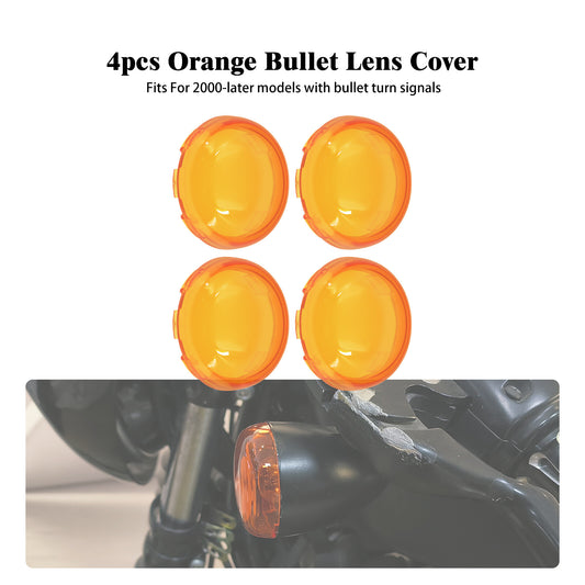 4x Turn Signal Light Amber Lens Bullet Style Covers for Harley Glide Sportster Q