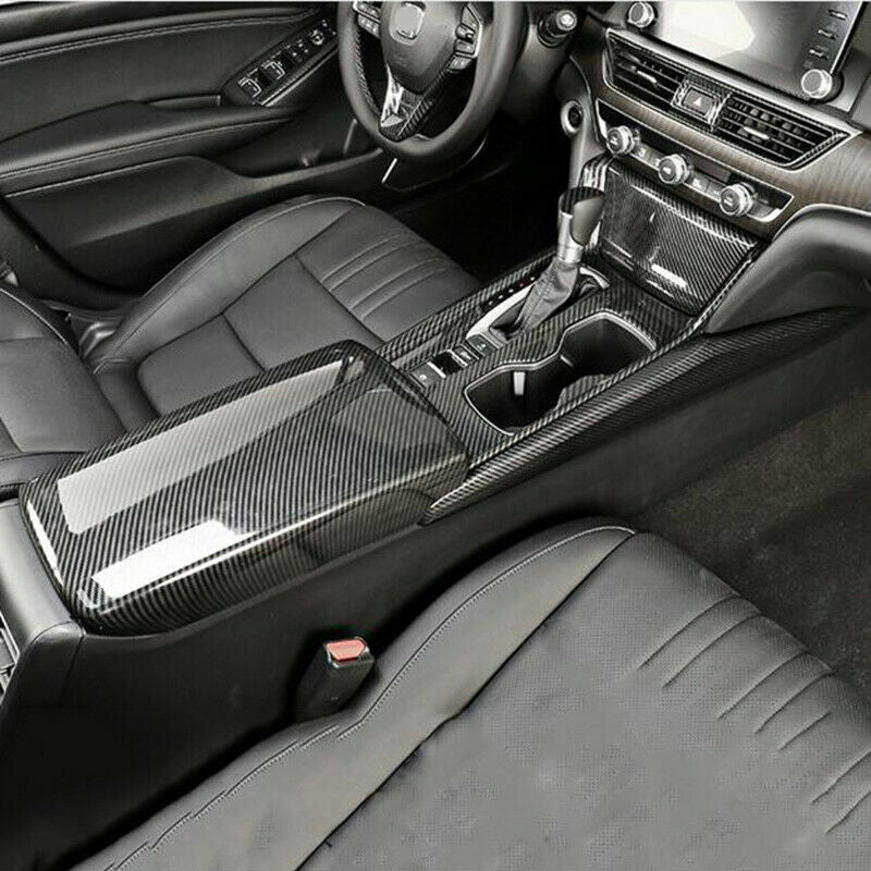 1P for Honda Accord 2018-2022 Carbon Fiber ABS Armrest Box Moulding Panel Cover