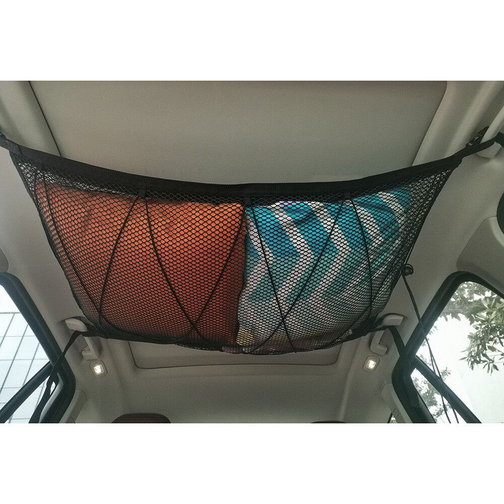 Nylon plastic black car storage bag, truck rear mesh luggage compartment organizer bag - n
