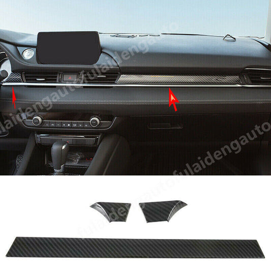 for Mazda 6 Atenza 2019-2021 Carbon Fiber ABS Dashboard Console Strip Cover Trim