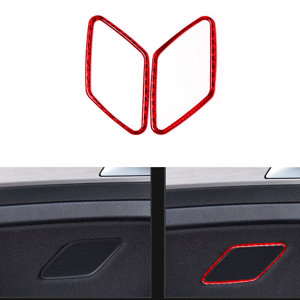 Red Carbon Fiber Door Speaker LoudSpeaker Trim Cover for VW for Golf 7 MK7 2014-19