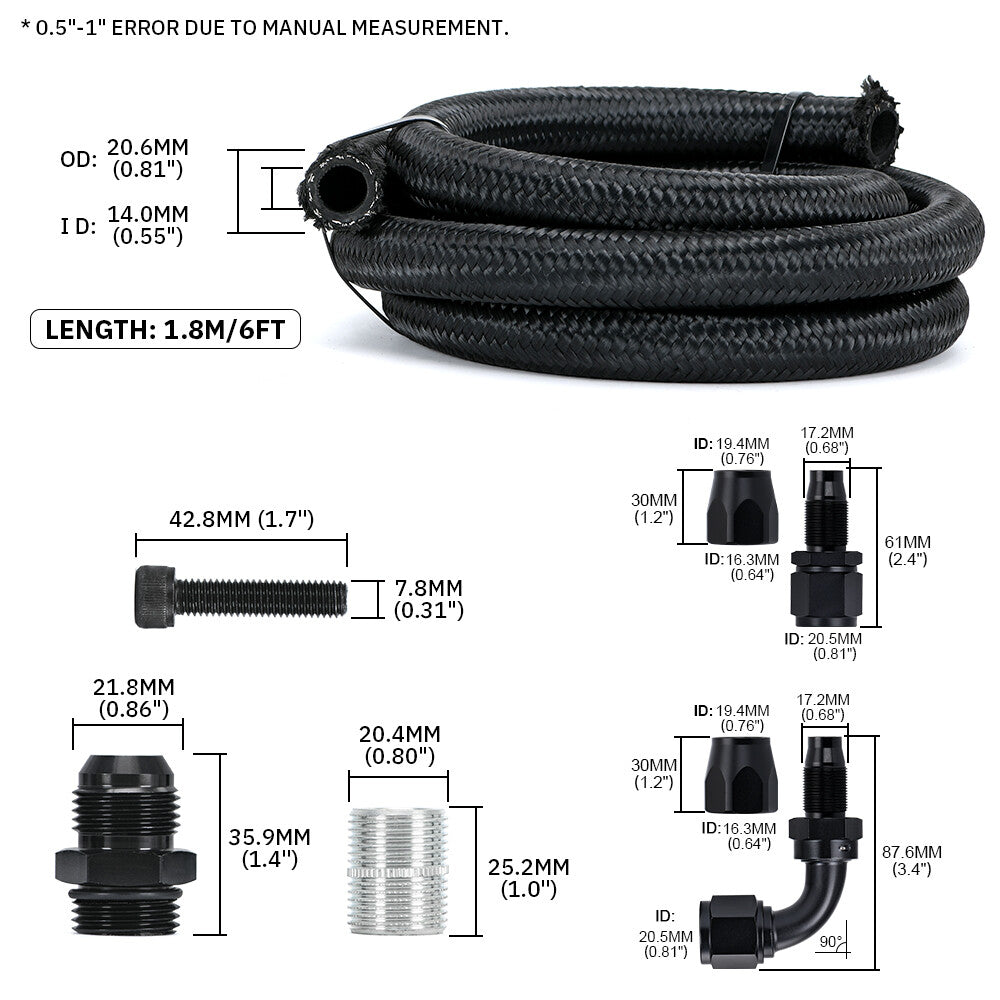 for Ford 5.0L 5.2L Oil Filter Relocation Kit Housing 6 feet Braided Hose AN10