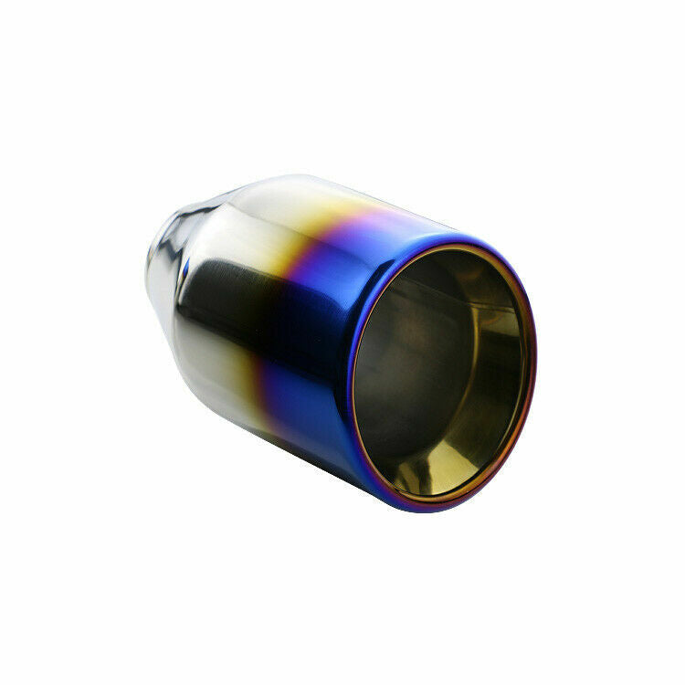 2'' Inlet 4'' Outlet Universal Double Wall Oval Car Welding Exhaust Tips Blue